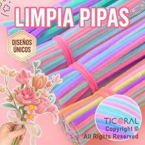 LIMPIA PIPAS MULTICOLOR 30 CM X 100 UNIDADES
